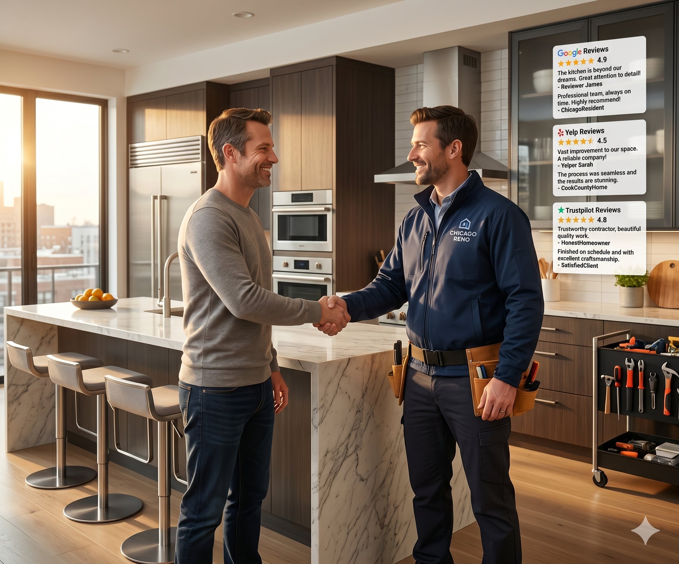 Home service professional with satisfied customer